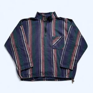 Vintage 1990s Striped Quarter-Zip Pullover sweater shirt L